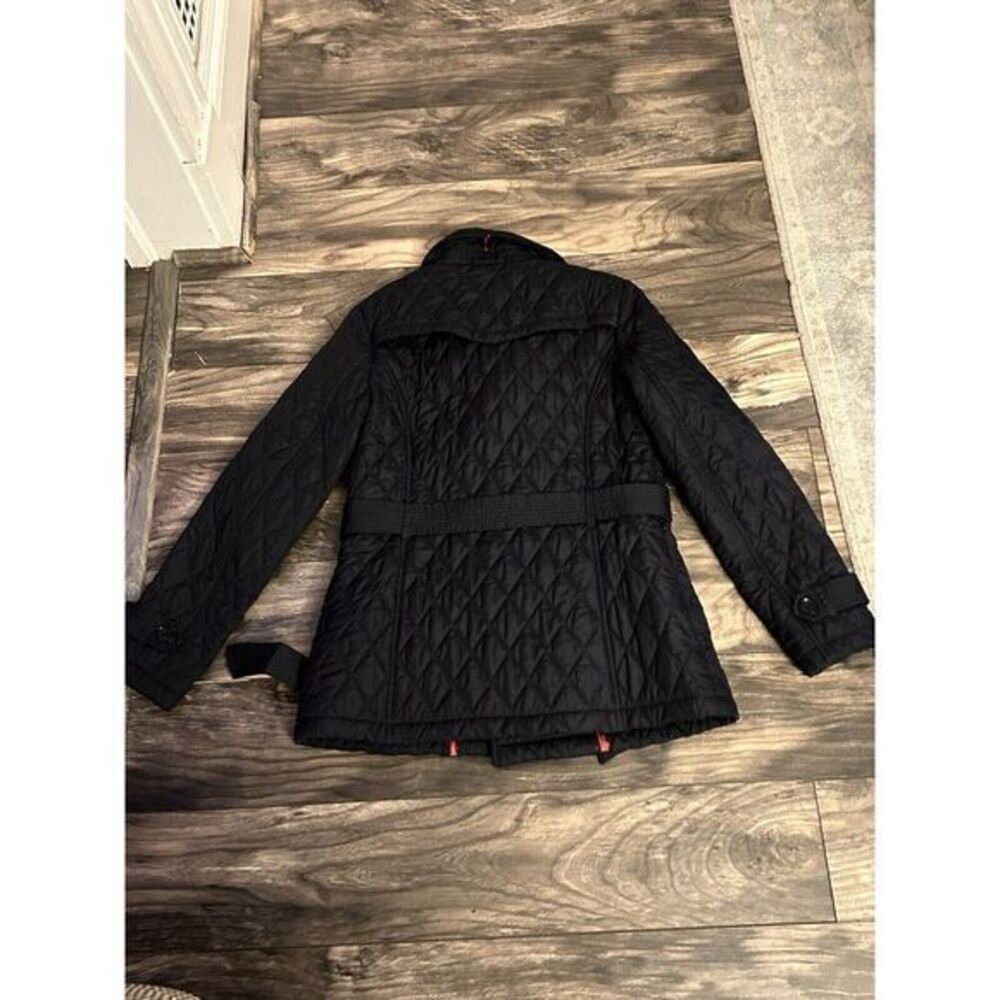 Tommy‎ Hilfiger Womens Quilted Trench Coat Jacket Black/Red Small Belt 254 - Picture 6 of 6